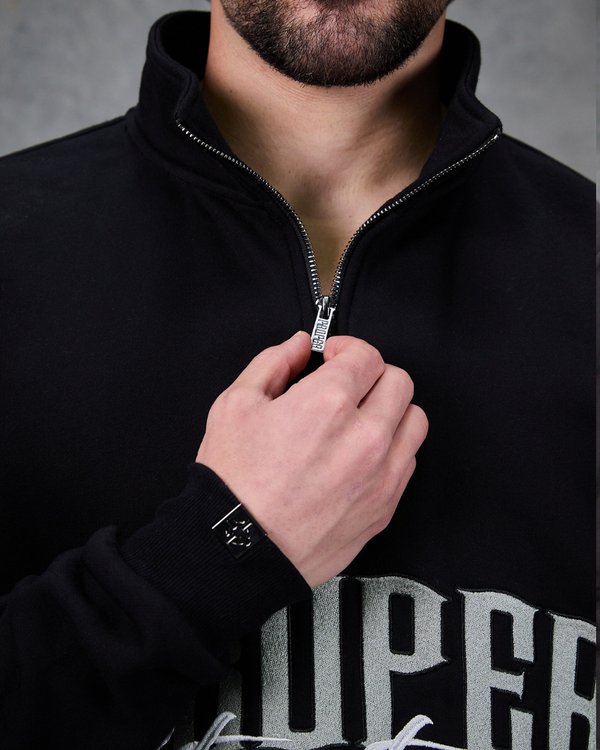 PROPER SIGNATURE QUARTER ZIP CREW BLACK