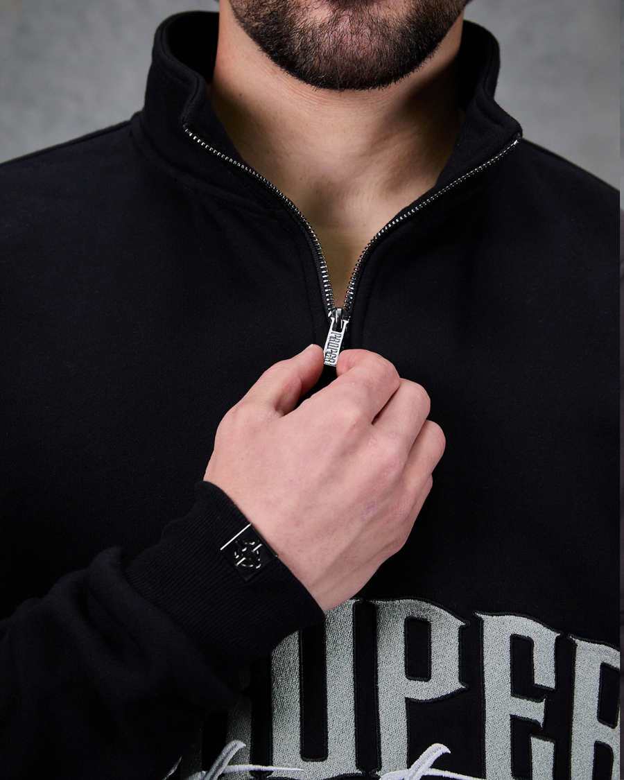 PROPER SIGNATURE QUARTER ZIP CREW BLACK