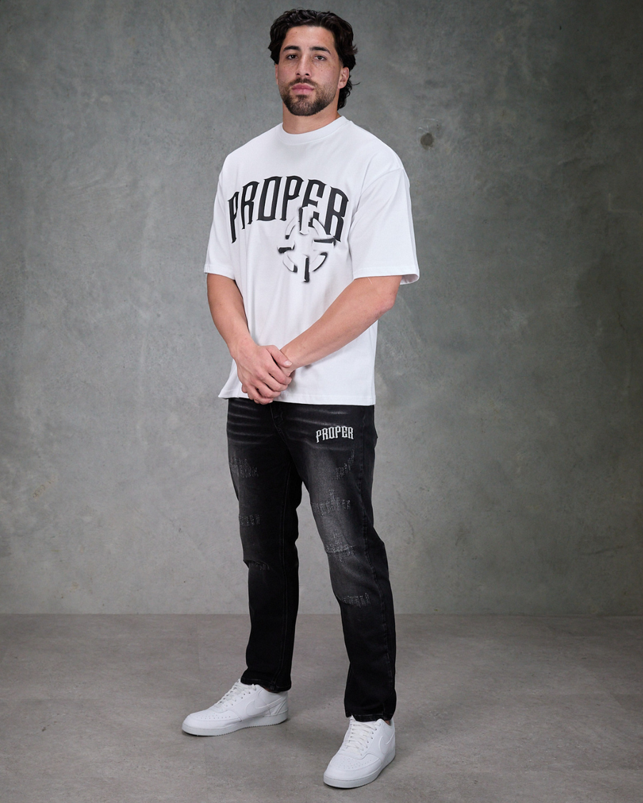 PROPER OFFSET OVERSIZED TEE WHITE