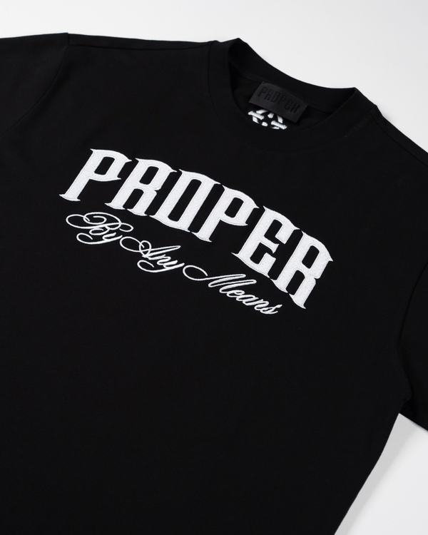BAM EMBROIDERY FITTED TEE BLACK/WHITE - Proper Streetwear