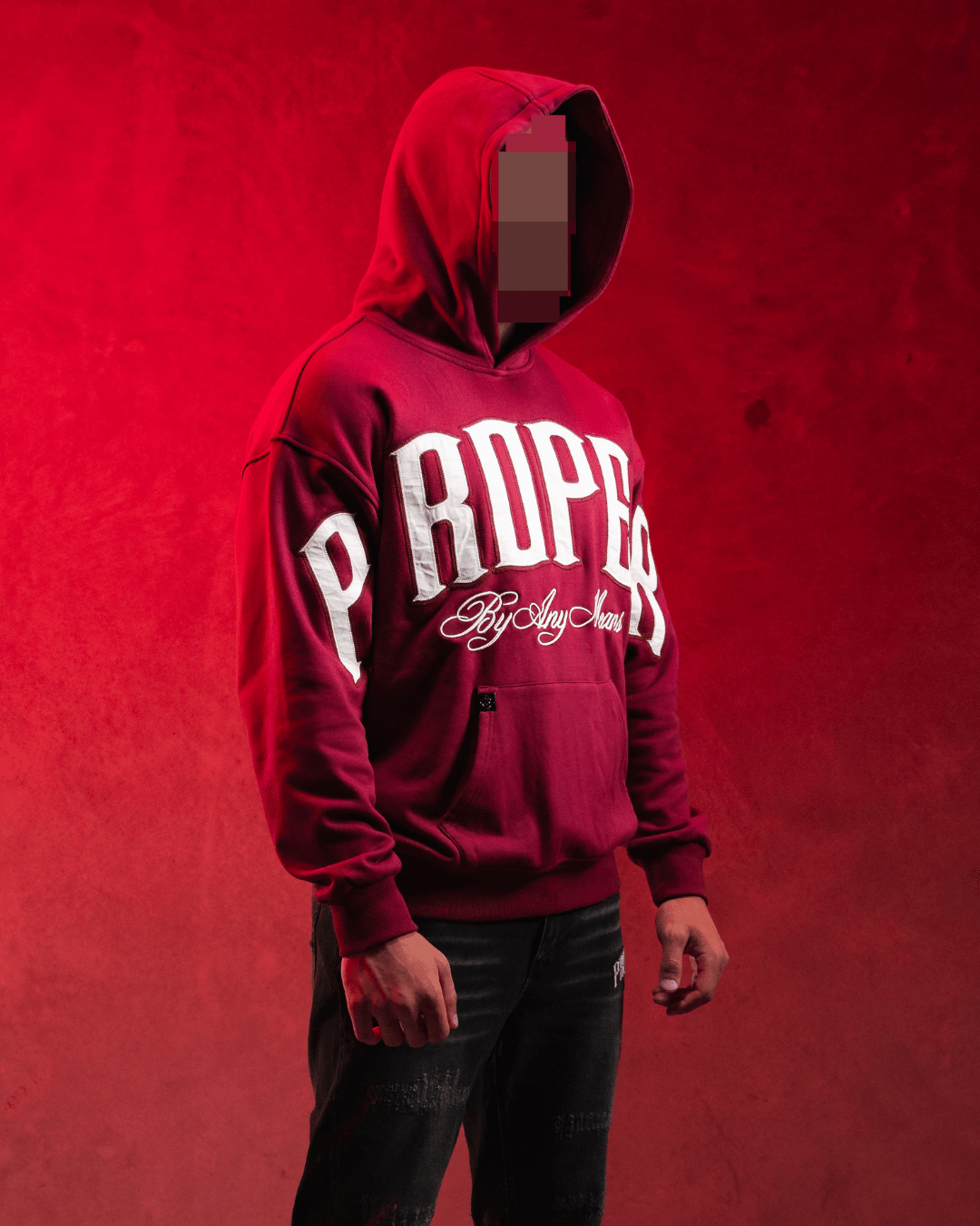 BY ANY MEANS HOODIE CRIMSON - Proper Streetwear