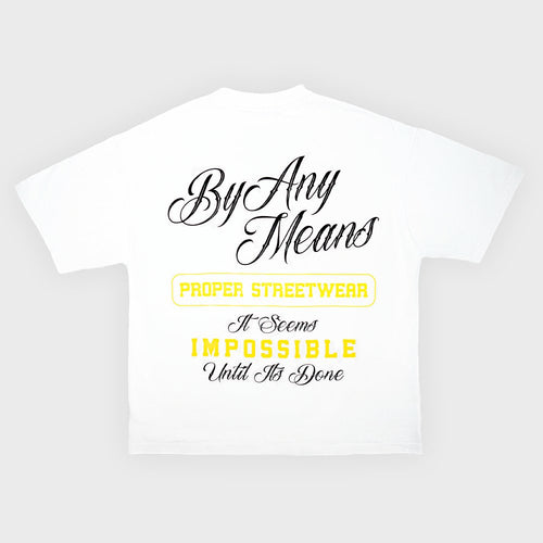 BY ANY MEANS OVERSIZED TEE WHITE - Proper Streetwear