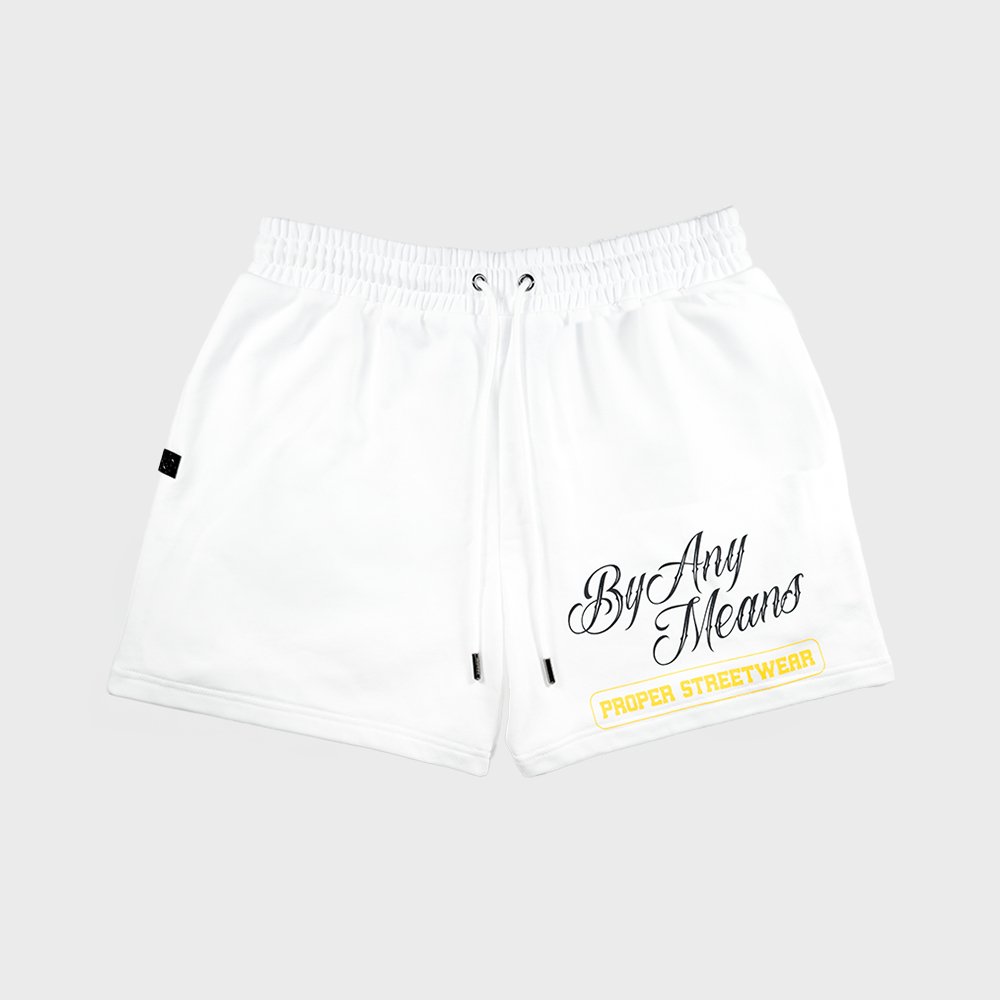 BY ANY MEANS SHORTS WHITE - Proper Streetwear