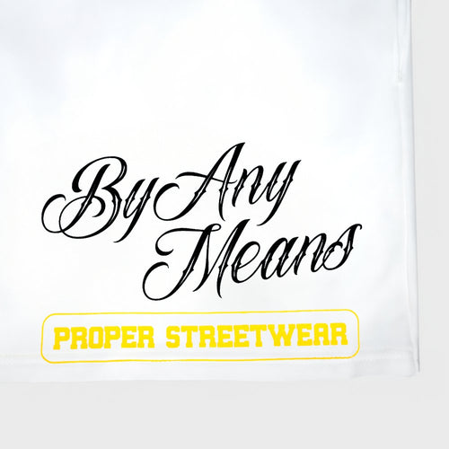 BY ANY MEANS SHORTS WHITE - Proper Streetwear