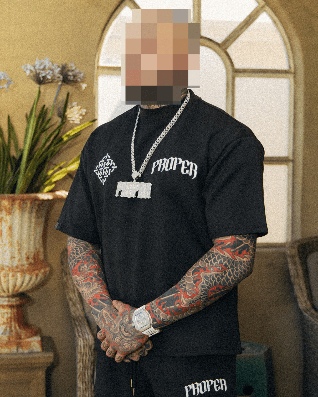 DIAMOND OVERSIZED TEE BLACK - Proper Streetwear