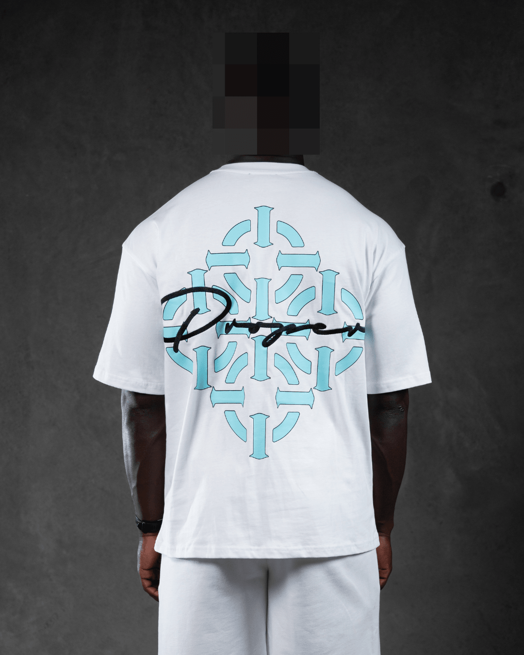 DIAMOND SCRIPT OVERSIZED TEE WHITE/BLUE - Proper Streetwear
