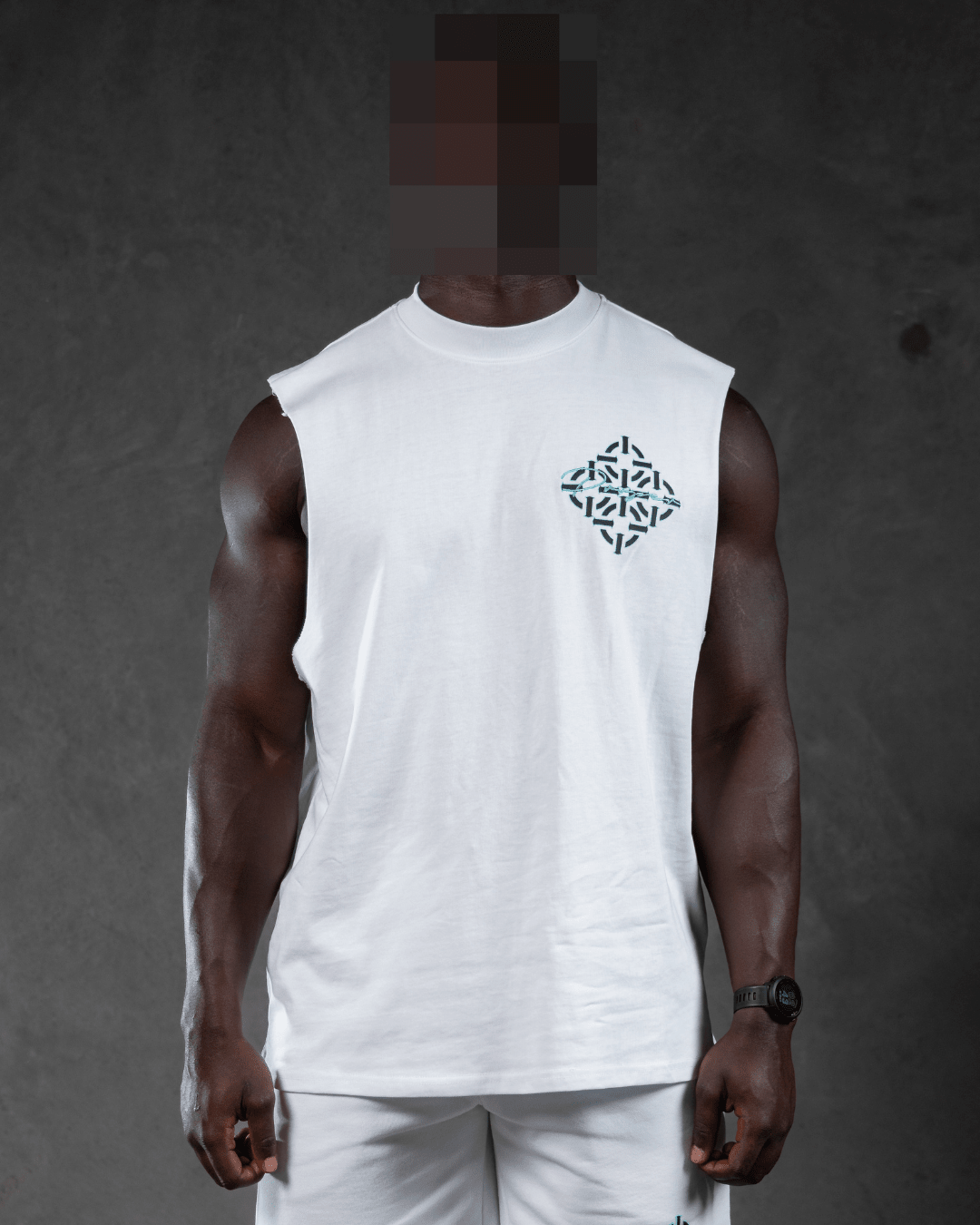 DIAMOND SCRIPT SINGLET WHITE/BLUE - Proper Streetwear