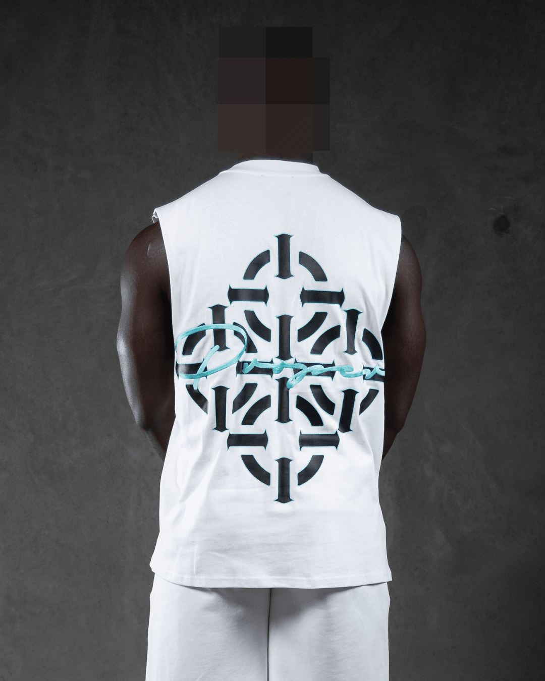 DIAMOND SCRIPT SINGLET WHITE/BLUE - Proper Streetwear