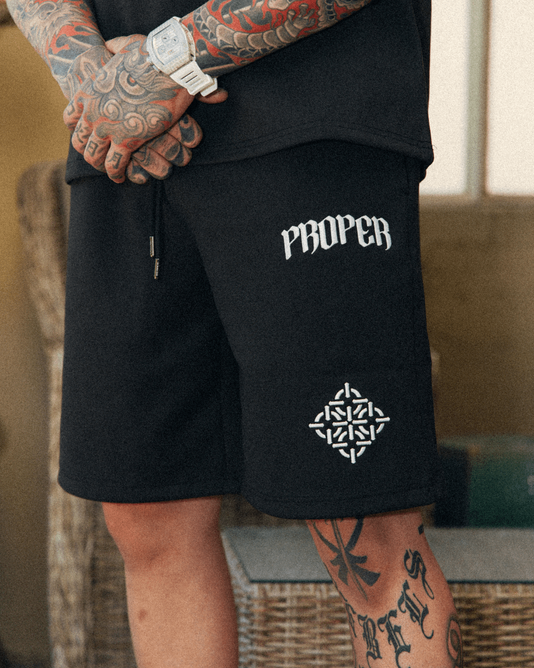 DIAMOND SHORTS BLACK - Proper Streetwear