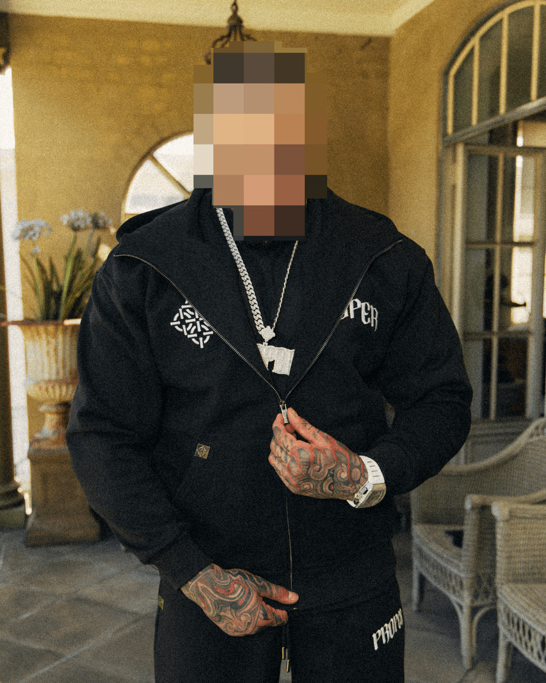 DIAMOND ZIP UP JACKET BLACK - Proper Streetwear