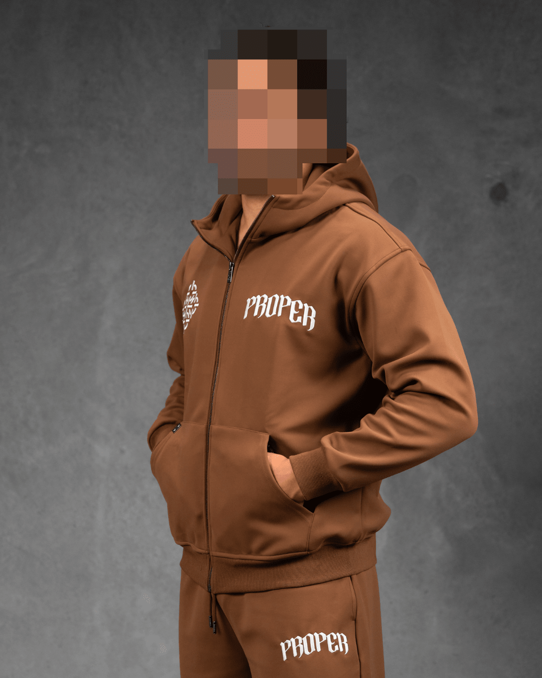 DIAMOND ZIP UP JACKET BROWN - Proper Streetwear