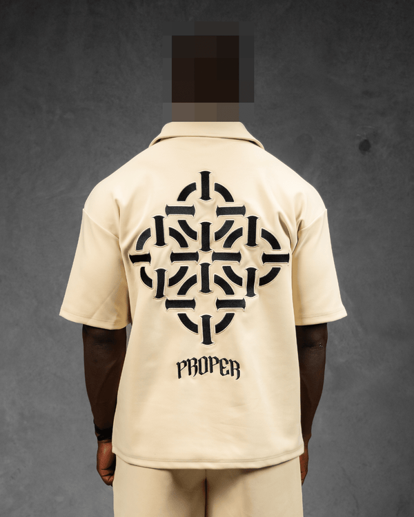 DIAMOND ZIP UP SHIRT STONE - Proper Streetwear