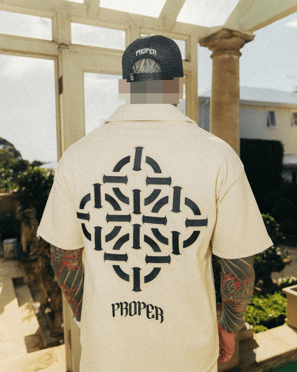 DIAMOND ZIP UP SHIRT STONE - Proper Streetwear