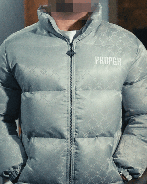 PROPER BY ANY MEANS PUFFER JACKET GREY - Proper Streetwear