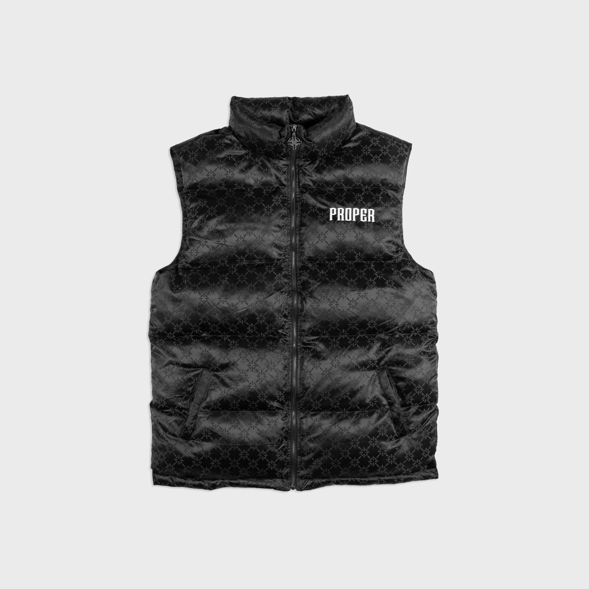 PROPER BY ANY MEANS PUFFER VEST BLACK - Proper Streetwear