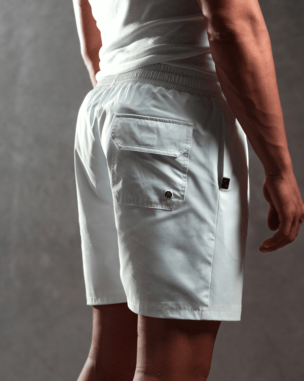 PROPER CURVED SWIM SHORTS WHITE - Proper Streetwear