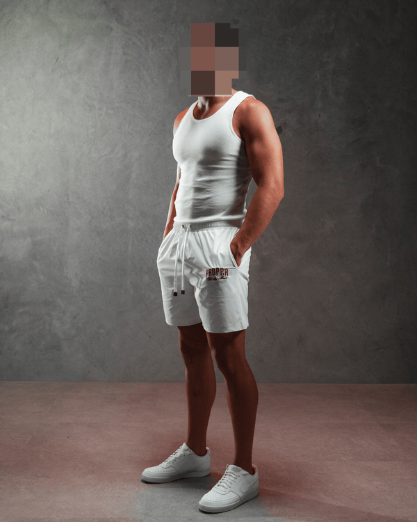 PROPER CURVED SWIM SHORTS WHITE - Proper Streetwear