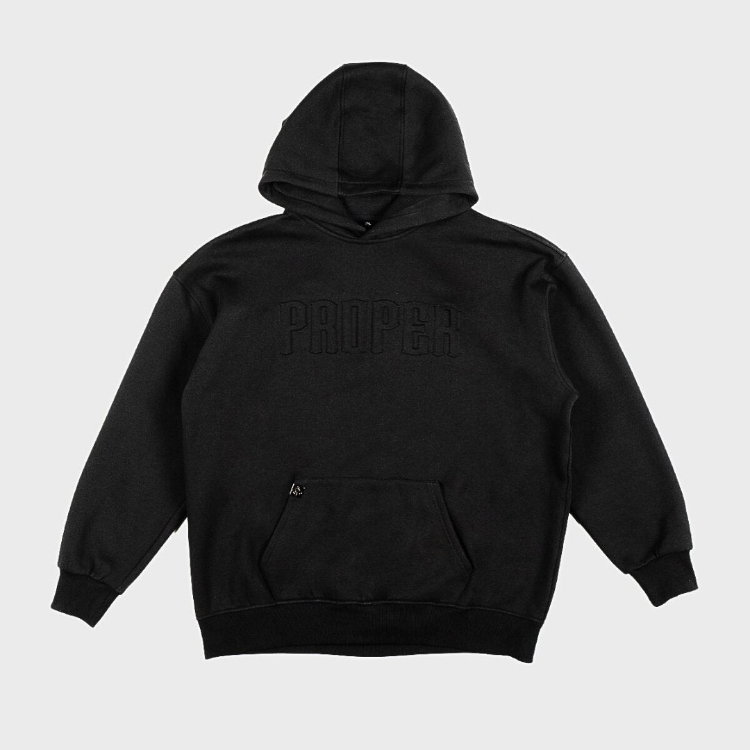 PROPER EMBOSSED HOODIE BLACK - Proper Streetwear