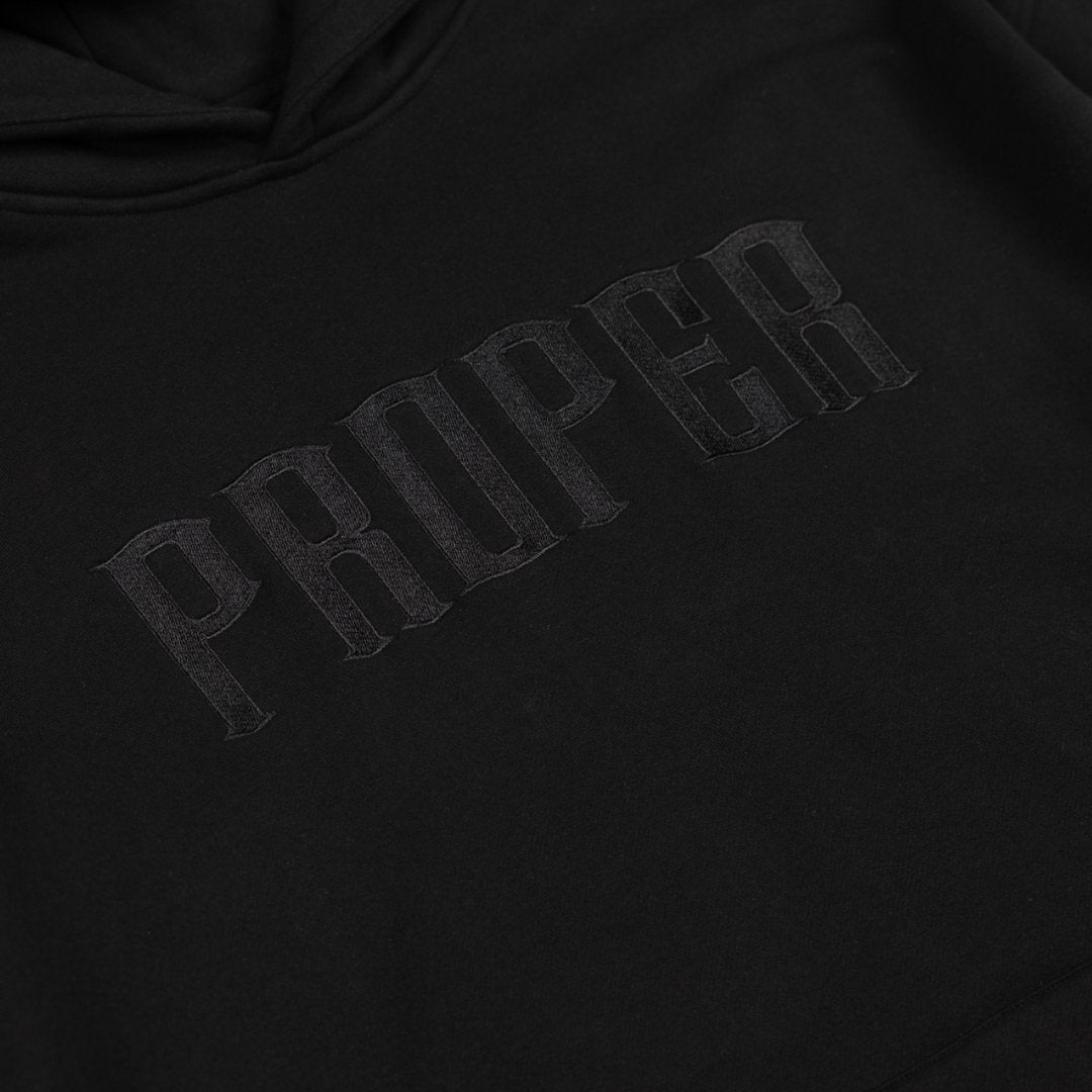 PROPER EMBROIDERY HOODIE BLACK - Proper Streetwear