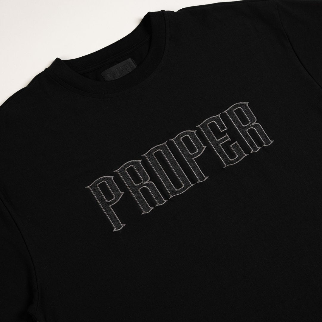 PROPER FITTED EMBROIDERY TEE BLACK - Proper Streetwear