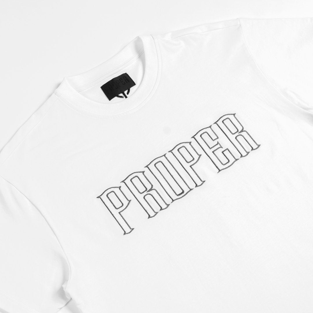 PROPER FITTED EMBROIDERY TEE WHITE - Proper Streetwear