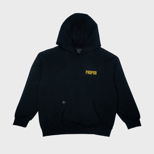 PROPER GENERAL HOODIE BLACK/YELLOW - Proper Streetwear