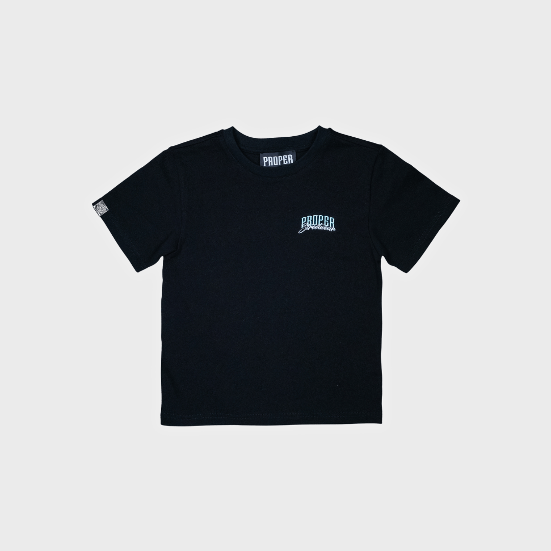 PROPER KIDS SIGNATURE SHIRT SET BLACK/ICY BLUE - Proper Streetwear
