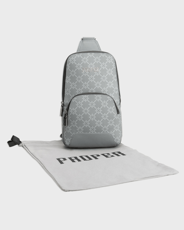 PROPER LEATHER SLING BAG GREY - Proper Streetwear