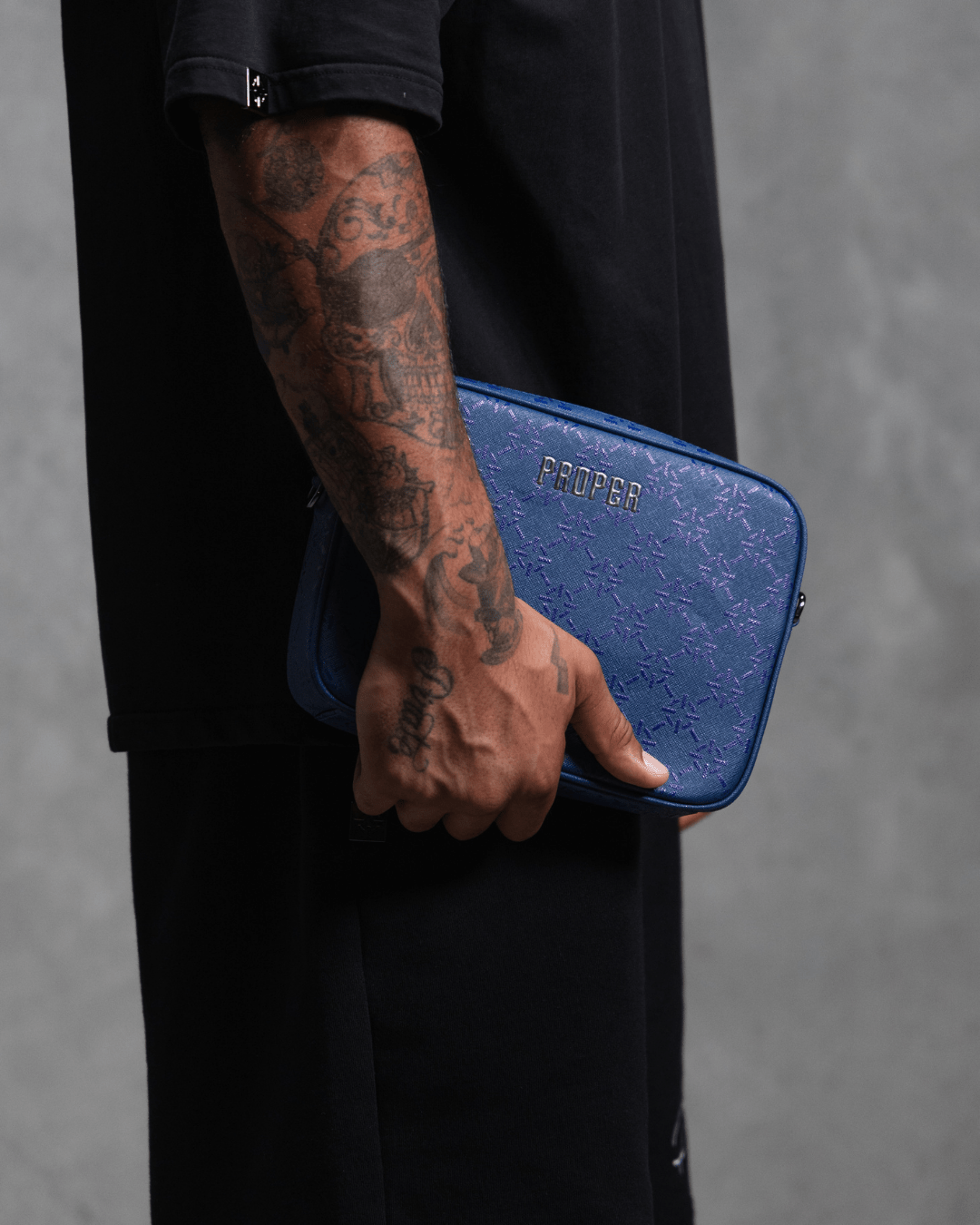 PROPER MONOGRAM MESSENGER BAG BLUE - Proper Streetwear