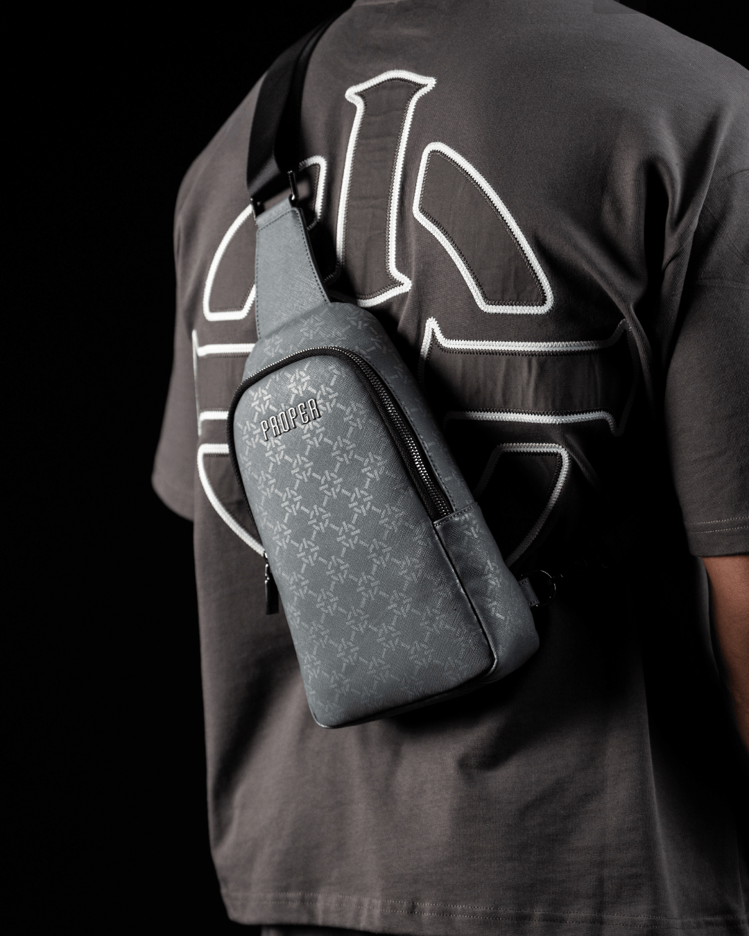 PROPER MONOGRAM SLING BAG GREY - Proper Streetwear