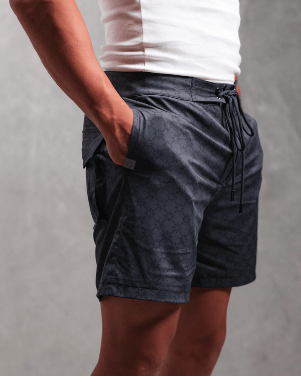 PROPER MONOGRAM SWIM SHORTS CHARCOAL - Proper Streetwear