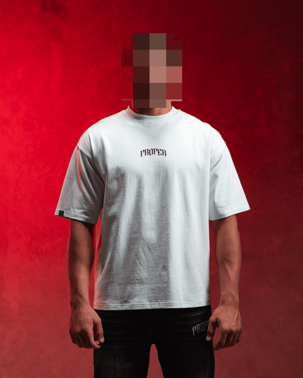 PROPER OG STATUS OVERSIZED TEE WHITE/CRIMSON - Proper Streetwear