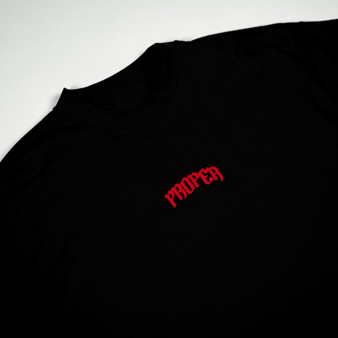 PROPER OVERSIZED OUTLINE TEE BLACK/RED - Proper Streetwear