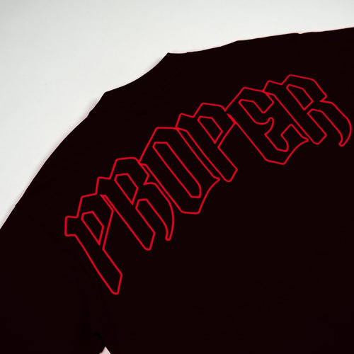 PROPER OVERSIZED OUTLINE TEE BLACK/RED - Proper Streetwear