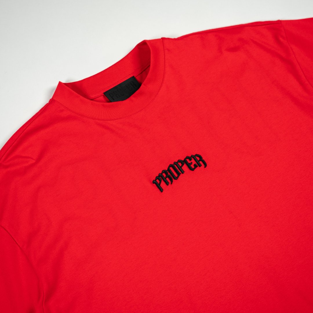 PROPER OVERSIZED OUTLINE TEE RED/BLACK - Proper Streetwear