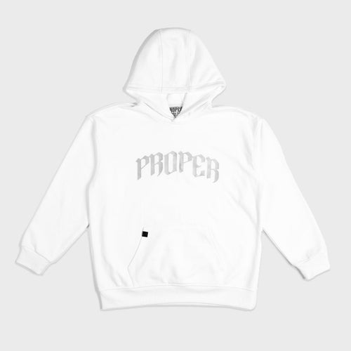 PROPER REFLECTIVE HOODIE WHITE - Proper Streetwear