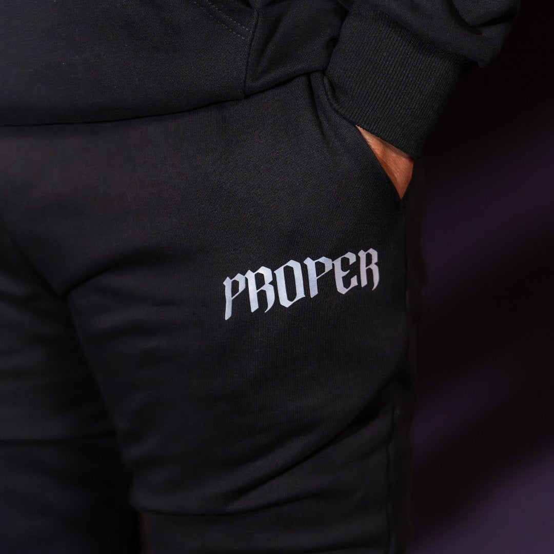 PROPER REFLECTIVE TRACKPANTS BLACK - Proper Streetwear