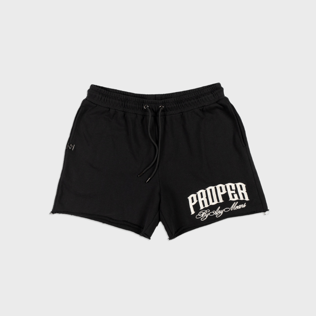 PROPER SCRIPTURE DISTRESSED SHORTS BLACK - Proper Streetwear