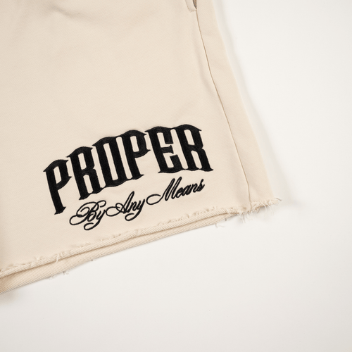 PROPER SCRIPTURE DISTRESSED SHORTS STONE - Proper Streetwear