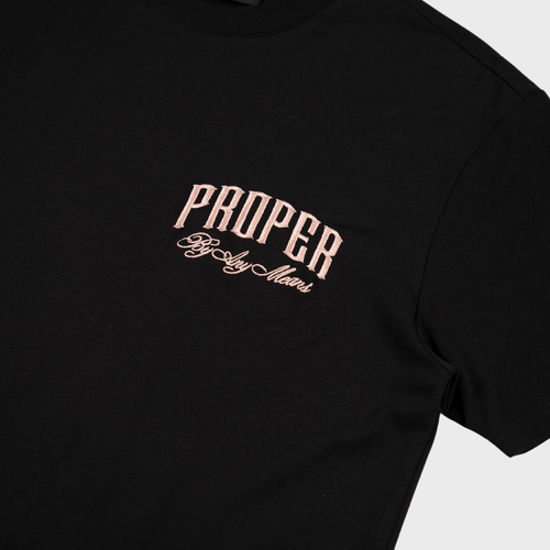 PROPER SCRIPTURE FITTED TEE BLACK/ROSE GOLD - Proper Streetwear