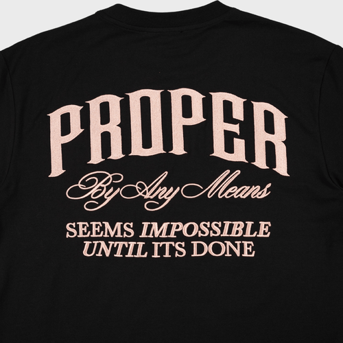 PROPER SCRIPTURE FITTED TEE BLACK/ROSE GOLD - Proper Streetwear