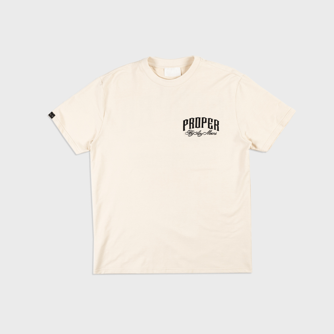 PROPER SCRIPTURE FITTED TEE STONE - Proper Streetwear