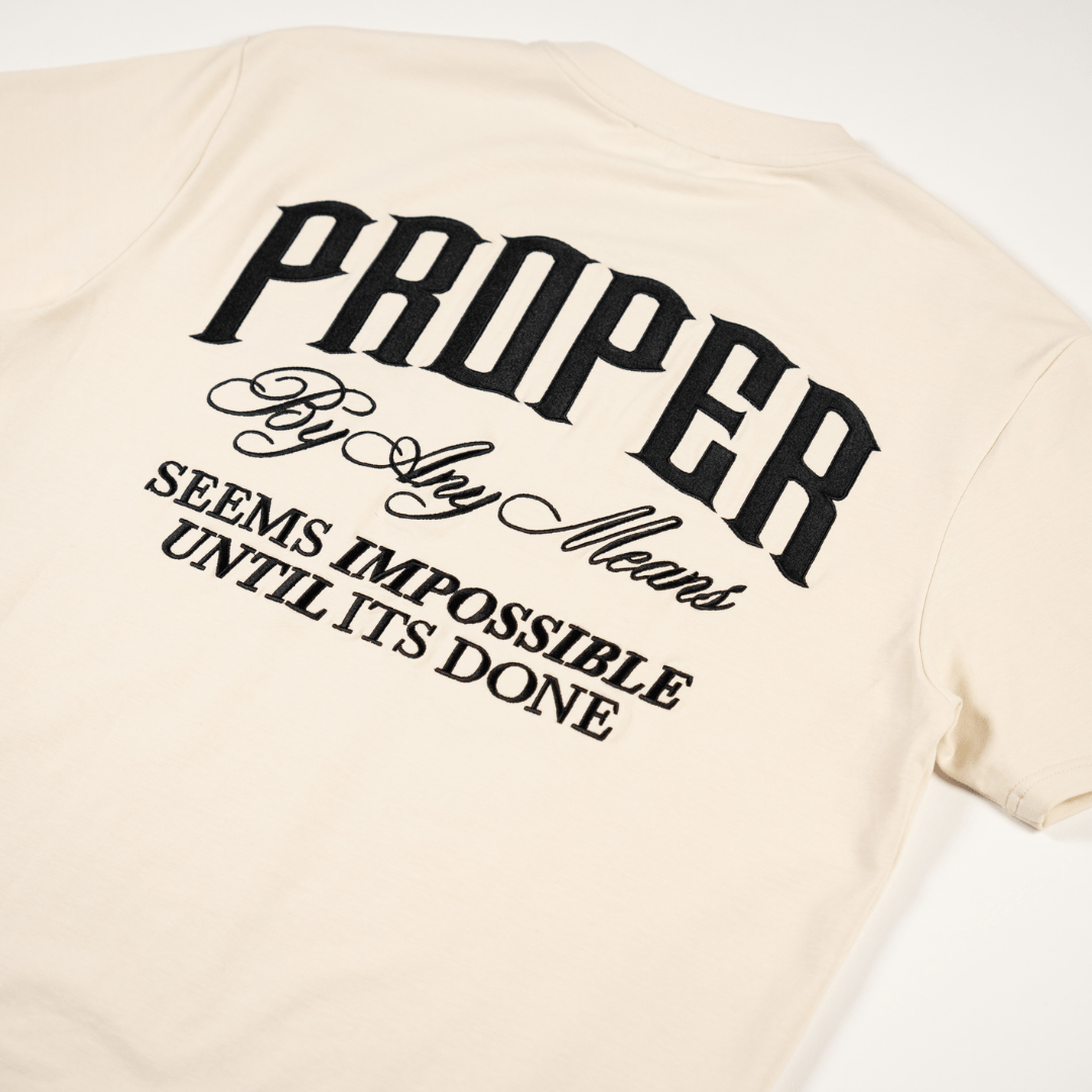 PROPER SCRIPTURE FITTED TEE STONE - Proper Streetwear