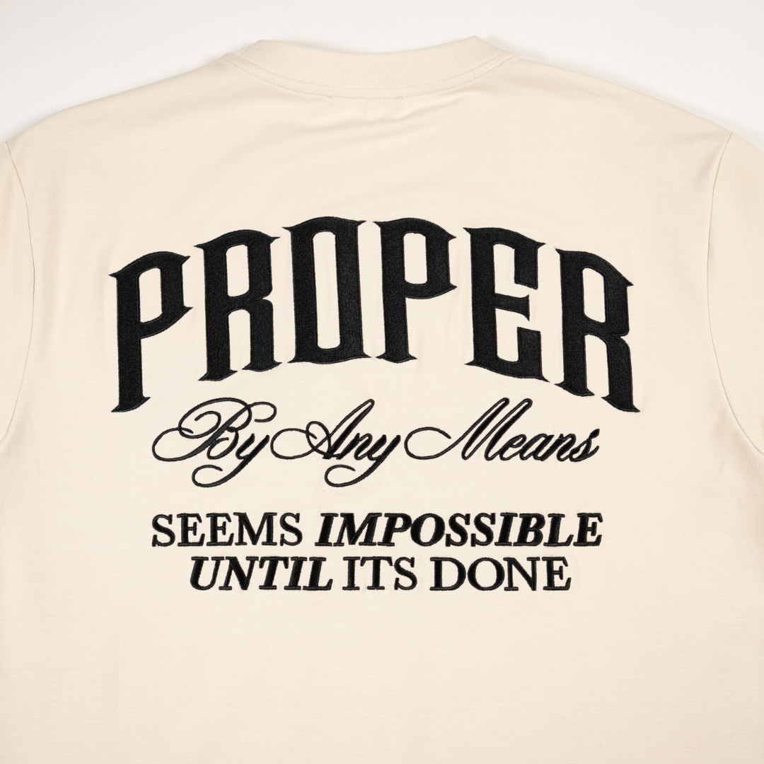 PROPER SCRIPTURE FITTED TEE STONE - Proper Streetwear