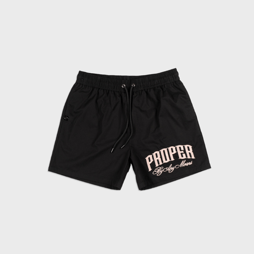 PROPER SCRIPTURE SHORTS BLACK/ROSE GOLD - Proper Streetwear