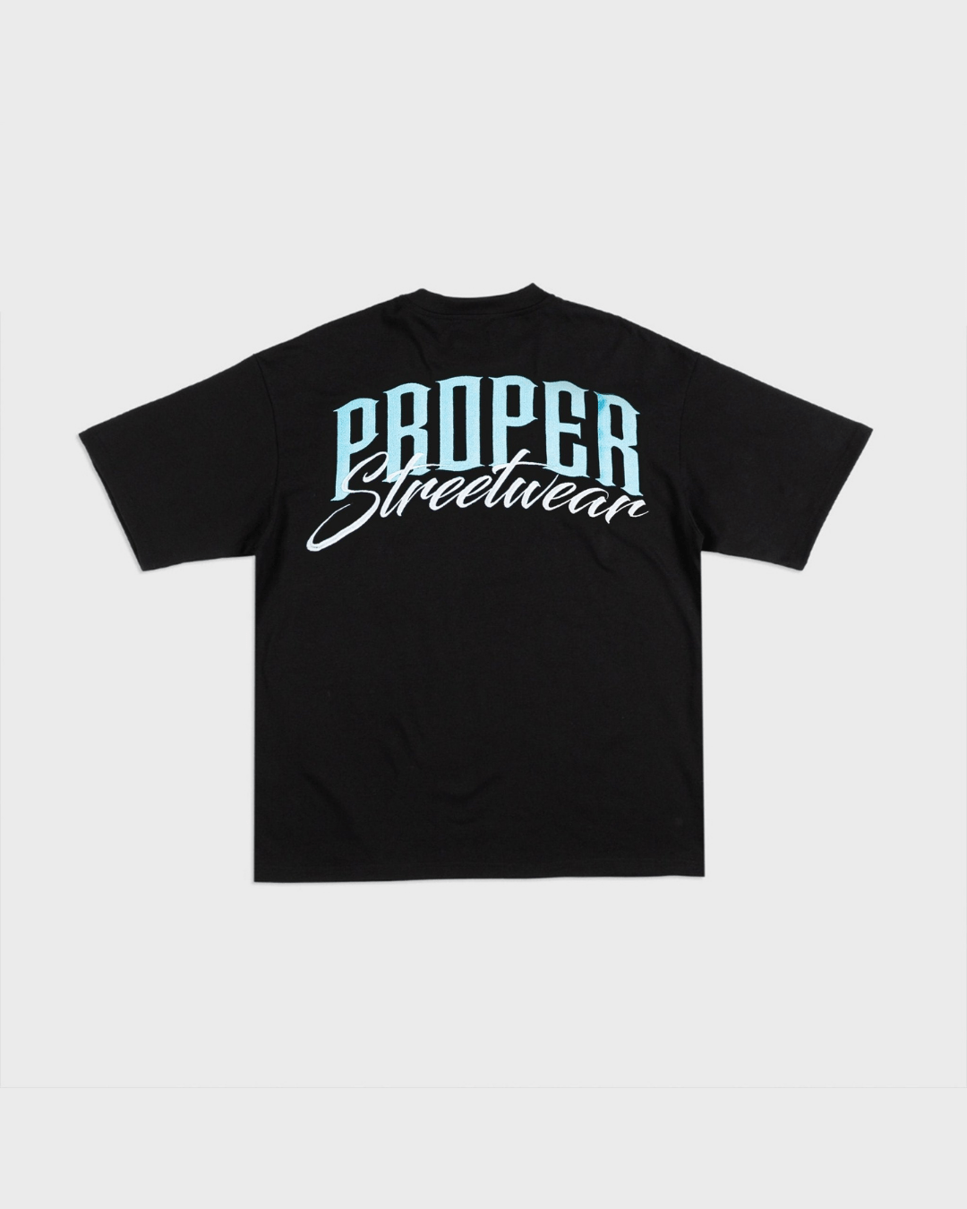 PROPER SIGNATURE OVERSIZED TEE BLACK/ICY BLUE - Proper Streetwear