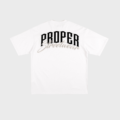 PROPER SIGNATURE OVERSIZED TEE WHITE/BLACK - Proper Streetwear