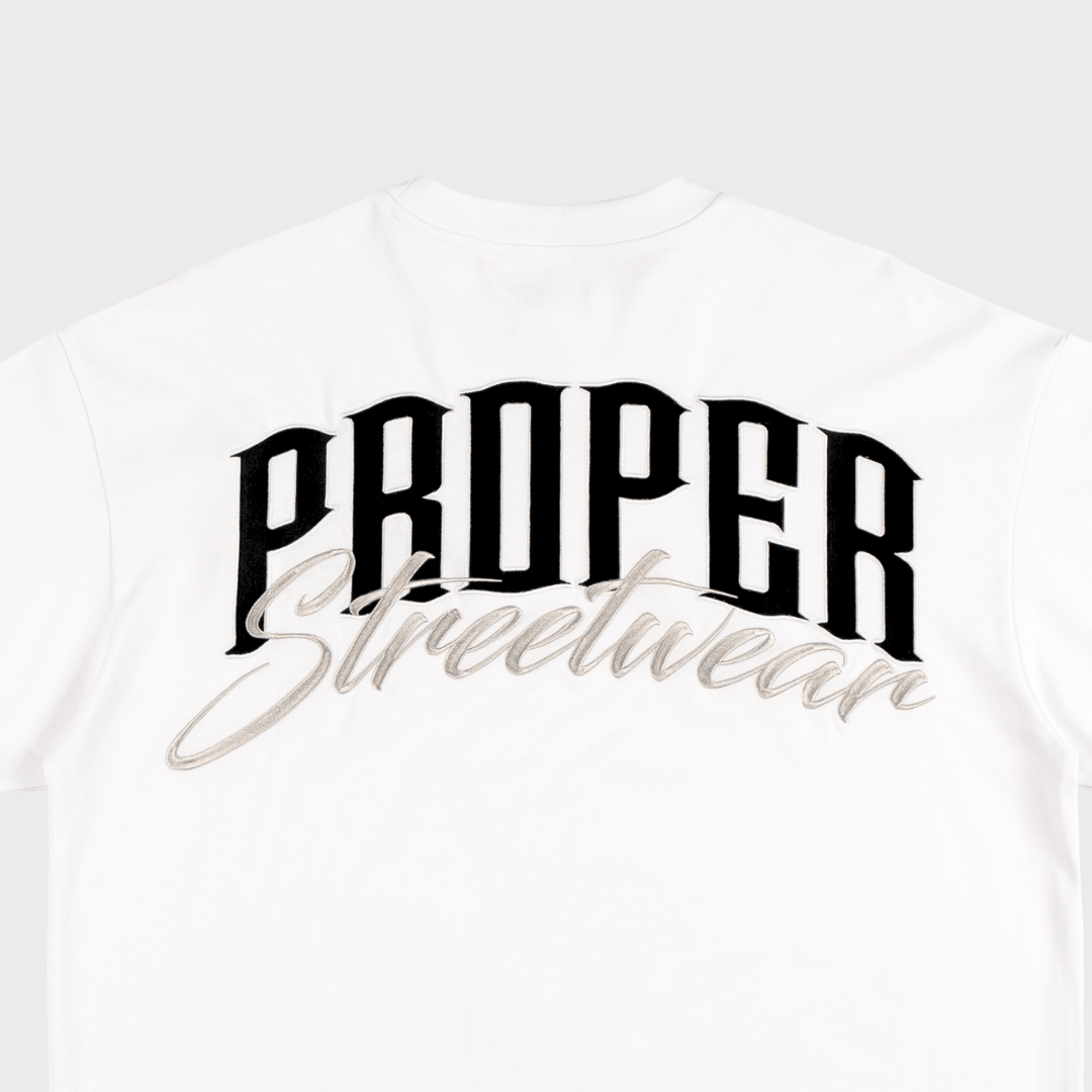PROPER SIGNATURE OVERSIZED TEE WHITE/BLACK - Proper Streetwear