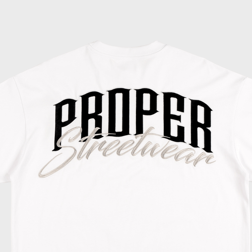 PROPER SIGNATURE OVERSIZED TEE WHITE/BLACK - Proper Streetwear