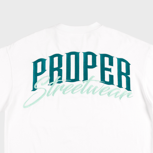 PROPER SIGNATURE OVERSIZED TEE WHITE/GREEN - Proper Streetwear